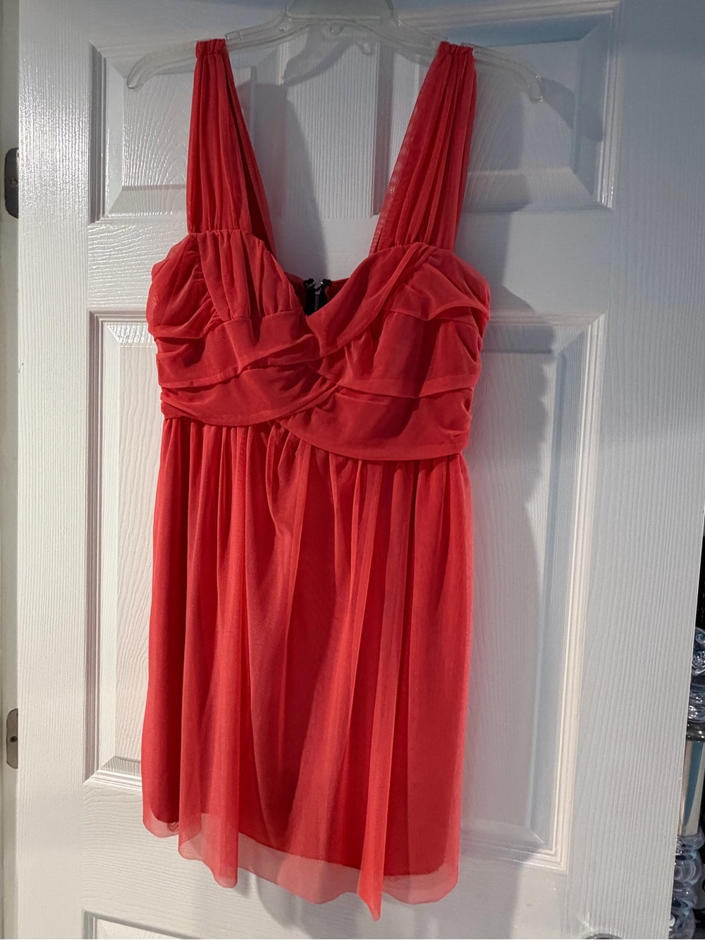 bebe Coral Sleeveless Chiffon Mini Dress